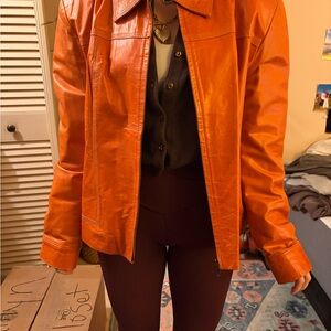 Orange Leather Jacket